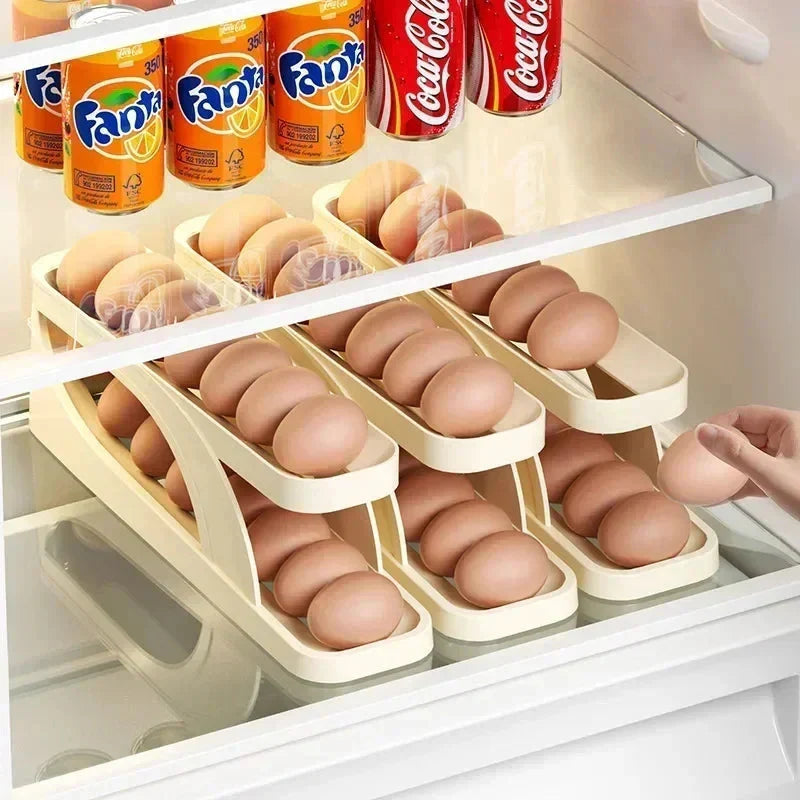 Egg Storage Box Automatic Scrolling Egg Holder Egg Storage Rack
