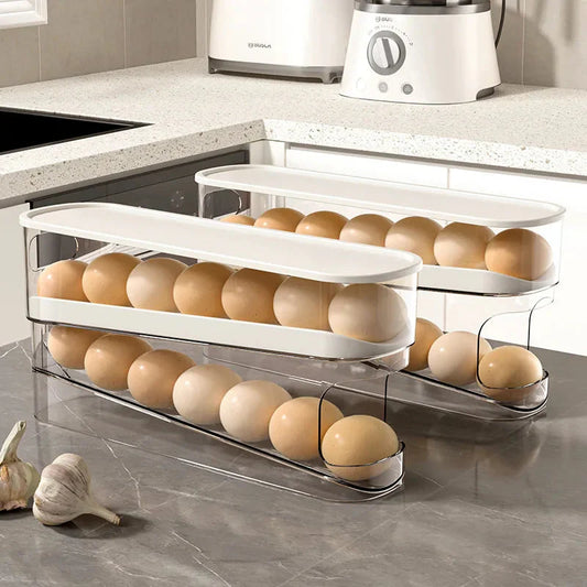 Egg Storage Box Automatic Scrolling Egg Holder Egg Storage Rack