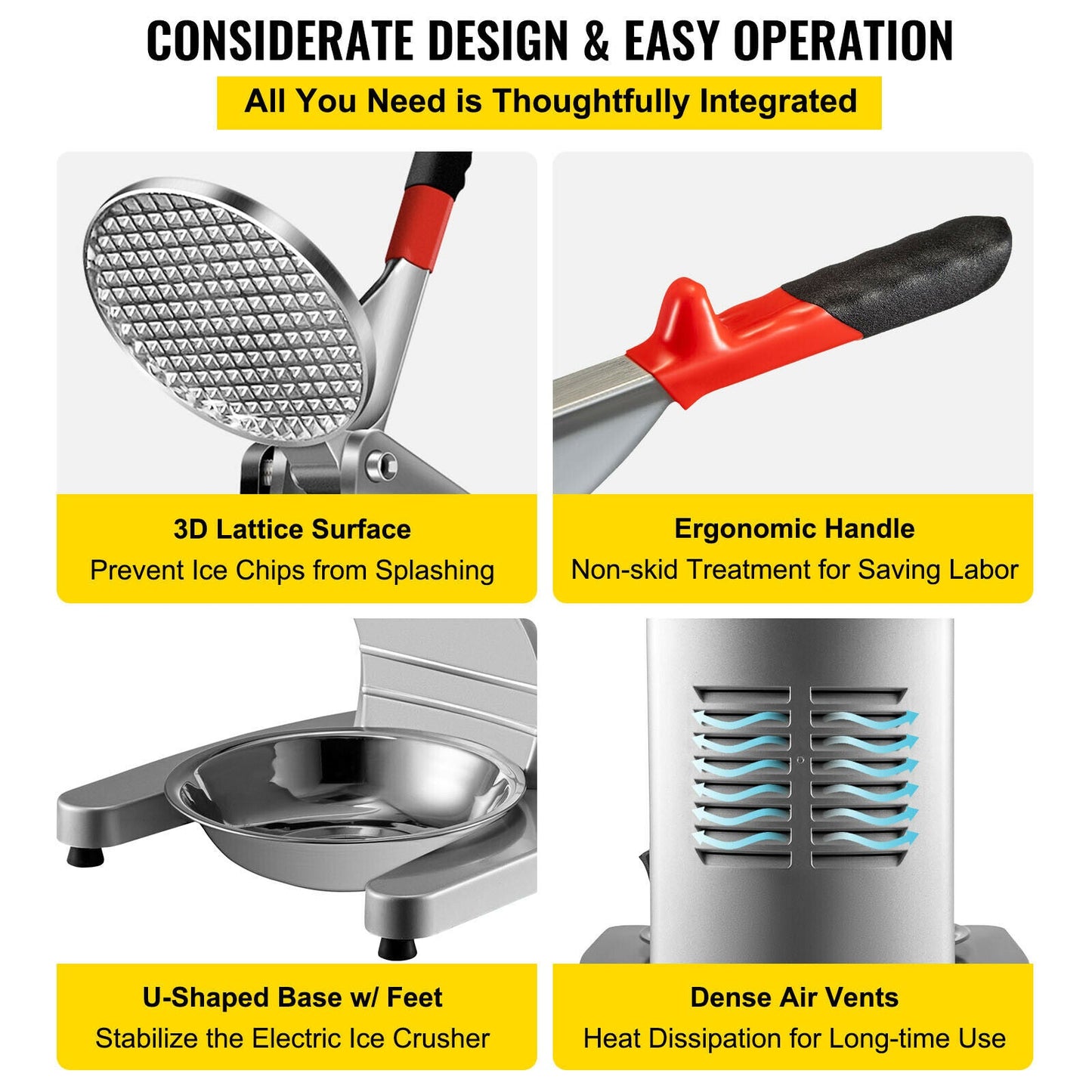 Electric Dual Blade Ice Crusher Commercial Snow Cone Machine