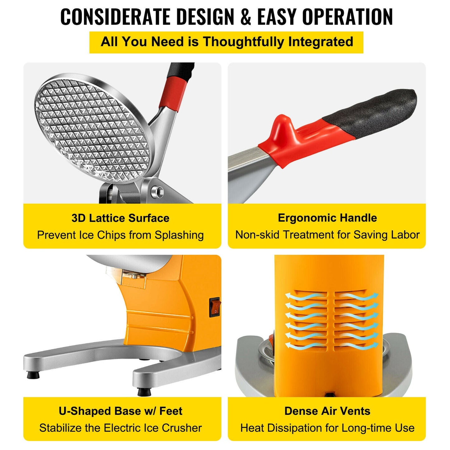 Electric Dual Blade Ice Crusher Commercial Snow Cone Machine