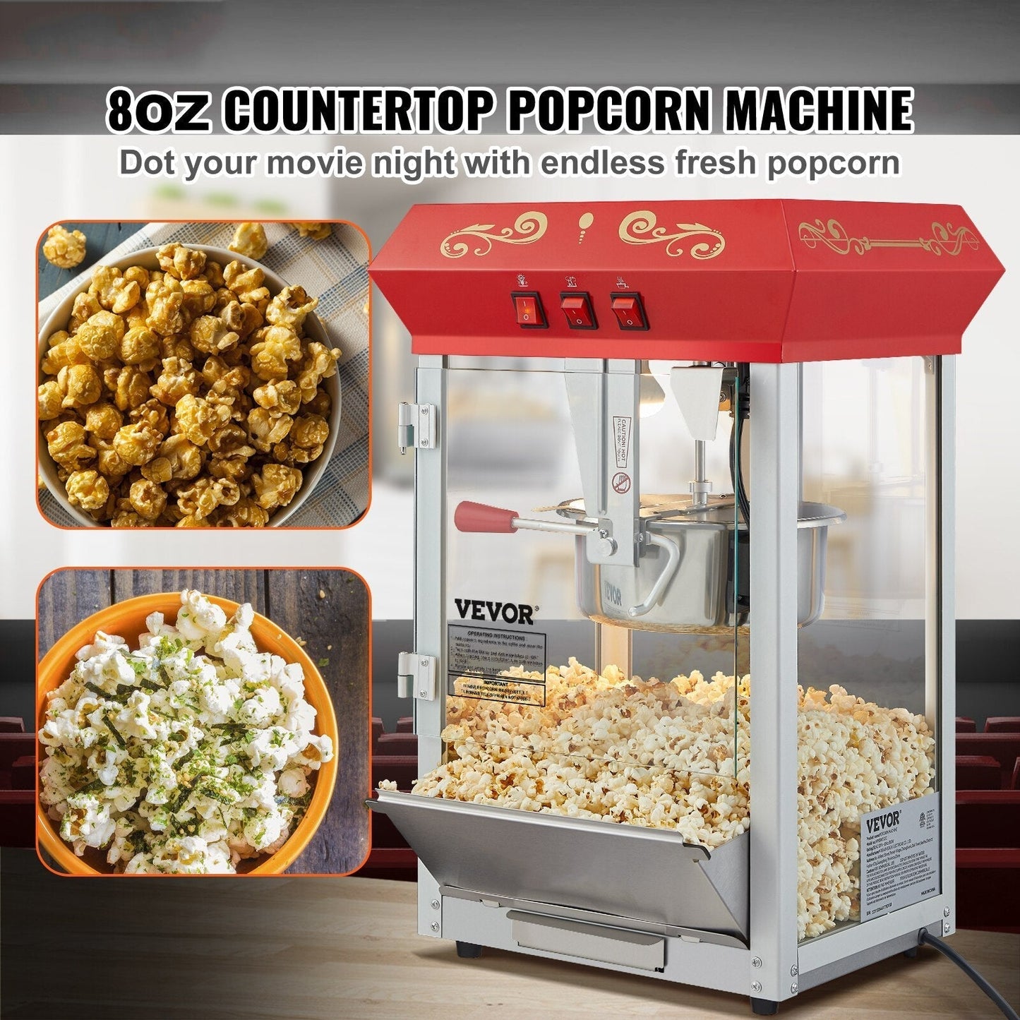 Electric Popcorn Maker Commercial Popper Machine Automatic Cookware