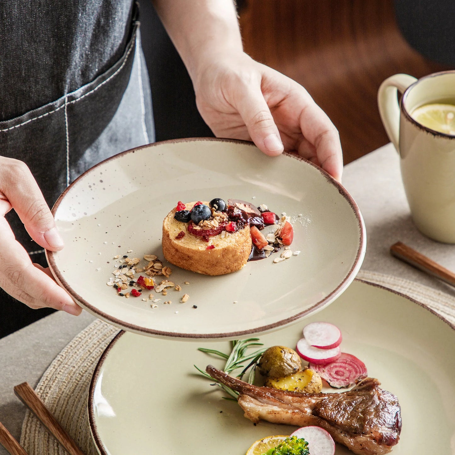 Elegant Stoneware Ceramic Dinnerware Set Plate Bowl Mug Tableware Set