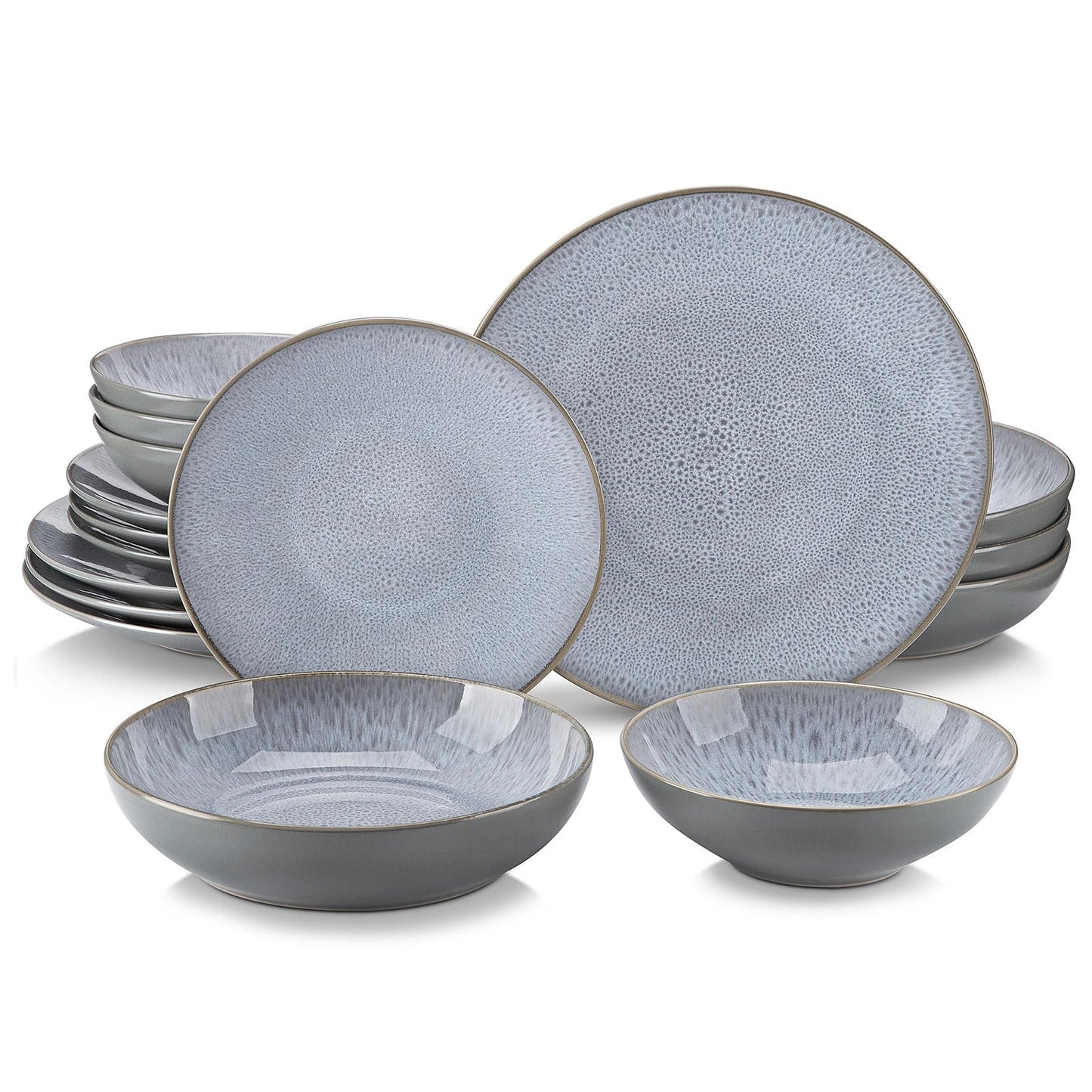 Embossed Pattern Stoneware Tableware Set Service for 4/8/12 Person
