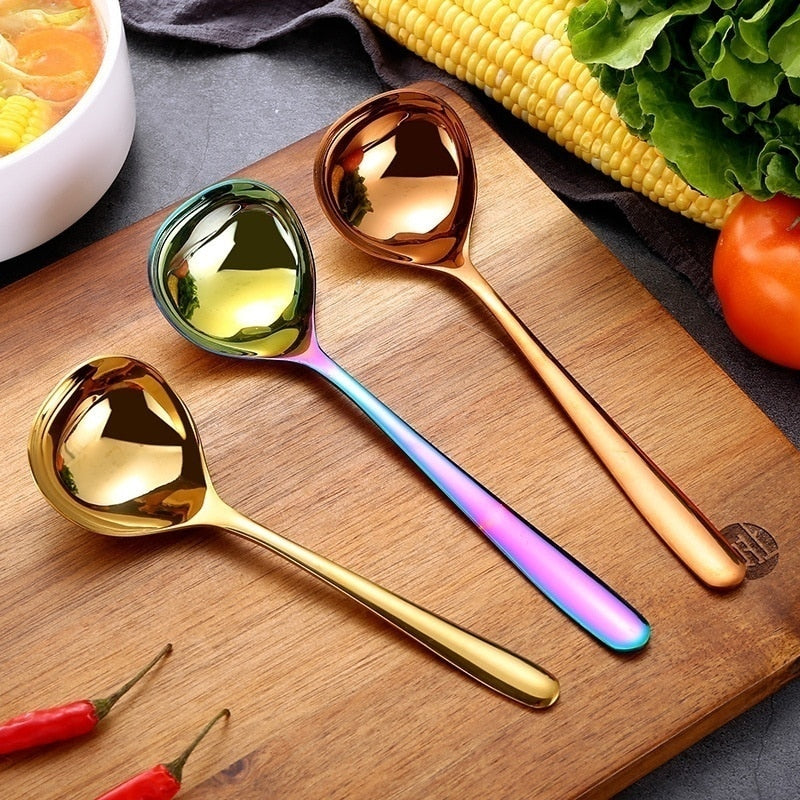 Family Soup Spoon Stainless Steel Kitchen Cooking Spoon Soup Spoon