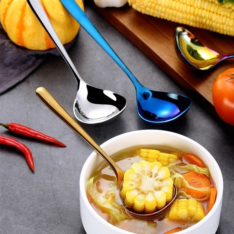 Family Soup Spoon Stainless Steel Kitchen Cooking Spoon Soup Spoon