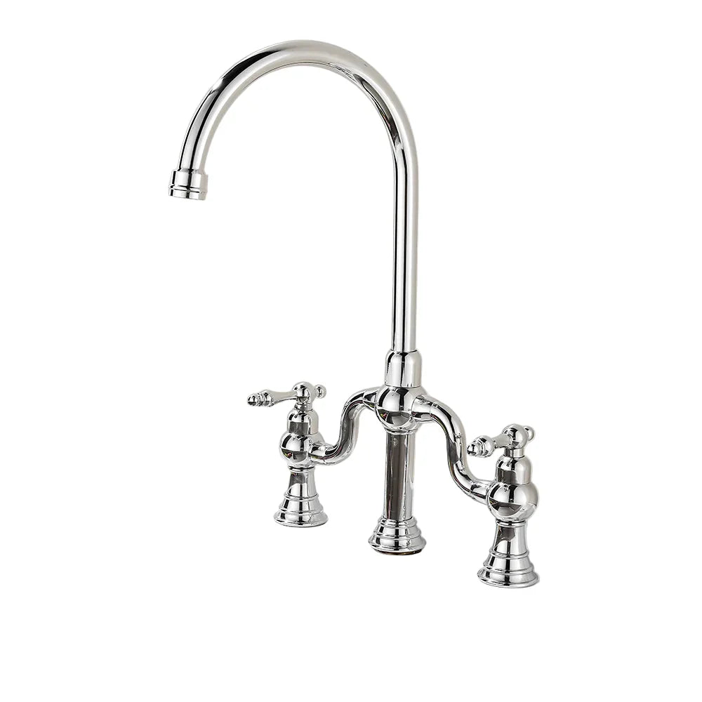 Fashion Kitchen Faucet Antique Dual Handles Brass Water Mixer Faucet