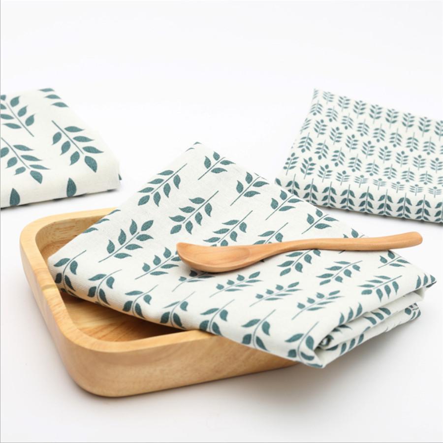 Fresh Pastoral Style Leaf Design Cotton Linen Towel
