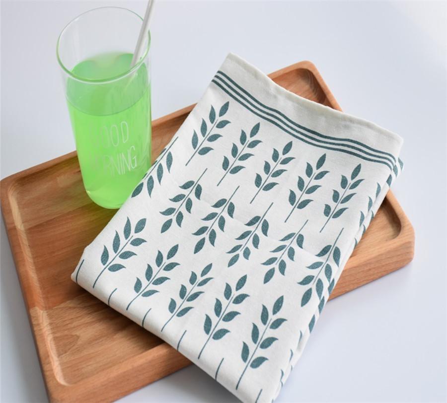 Fresh Pastoral Style Leaf Design Cotton Linen Towel