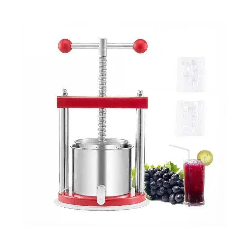 Fruit Press Stainless Steel Barrels Manual Juice Maker with T-Handle