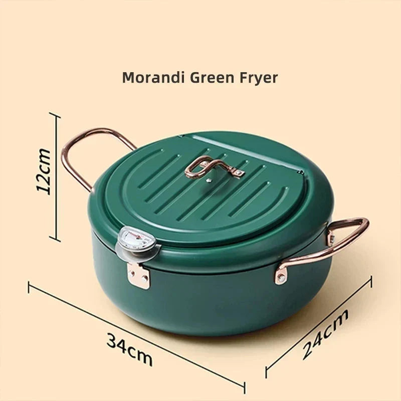 Frying Pot Stainless Steel Induction Temperature Control Mini Fryer Pan