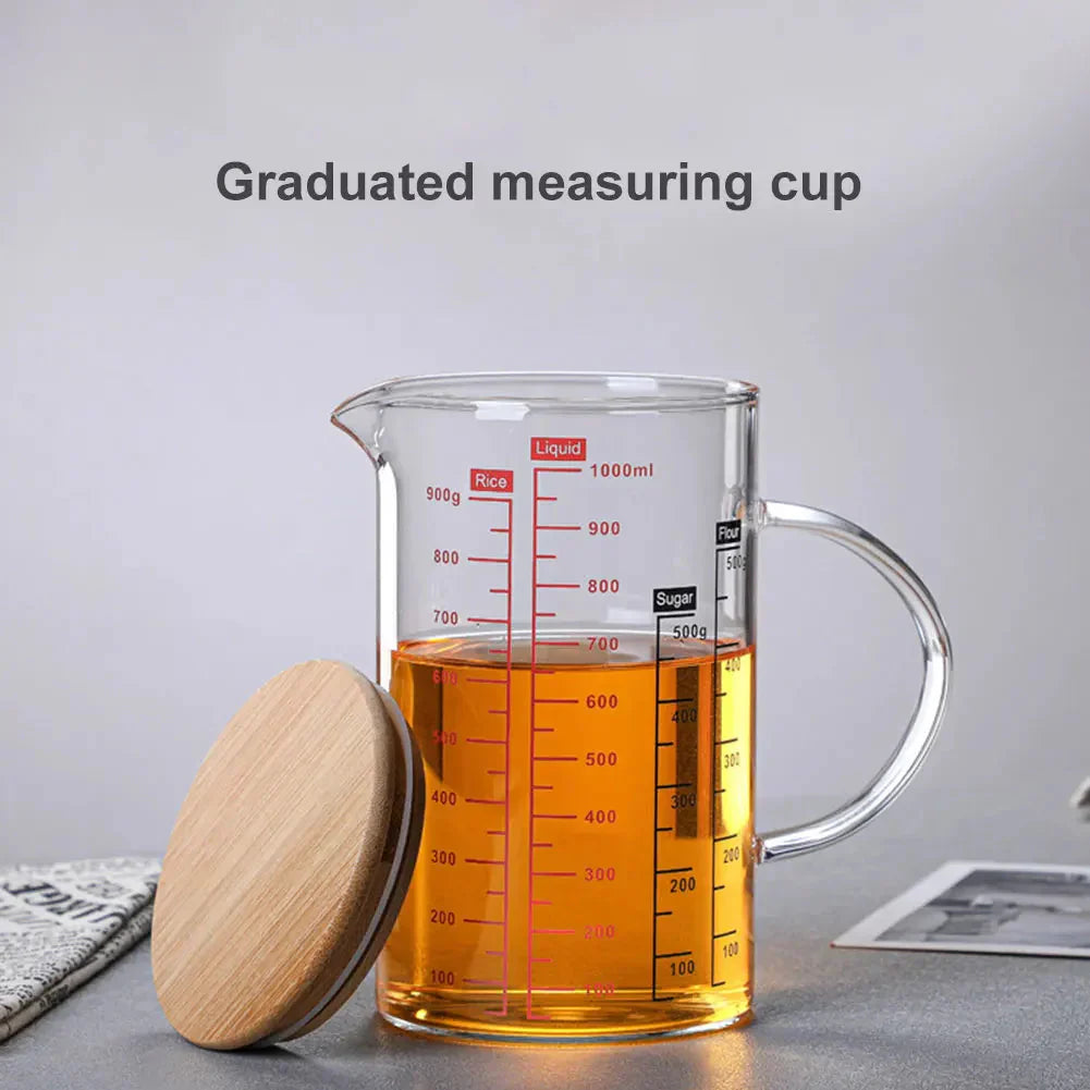 Glass Measuring Cup Food Grade High Borosilicate Glass Cups with Lid