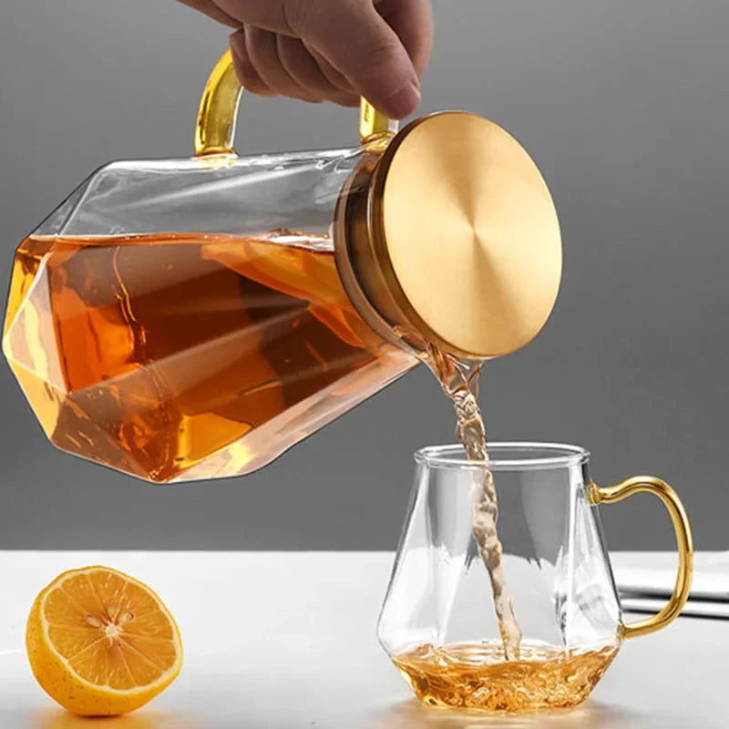 Glass Water Bottle Kettle Gradient Diamond Shaped Water Kettle Water Cups