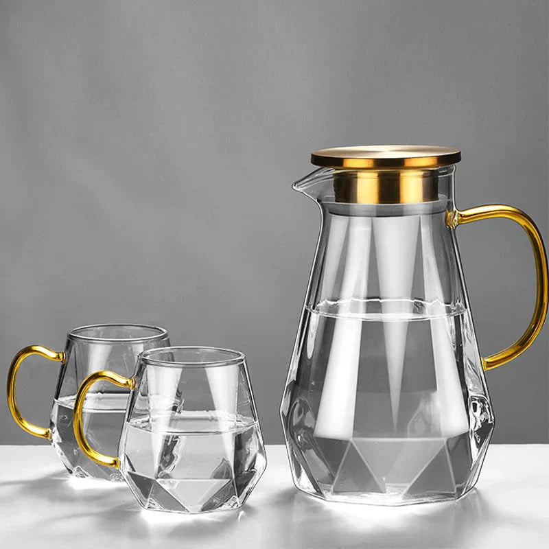 Glass Water Bottle Kettle Gradient Diamond Shaped Water Kettle Water Cups