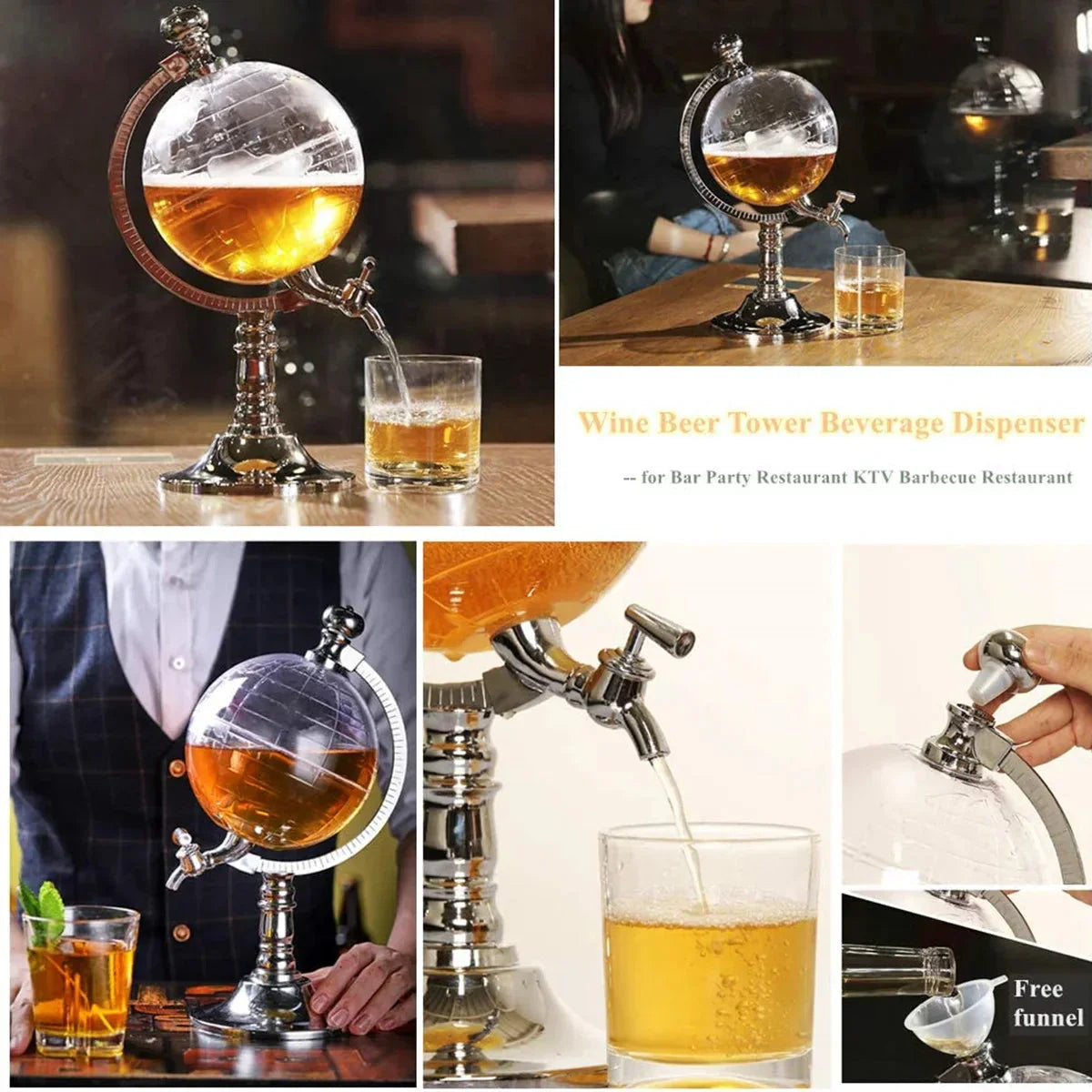 Globe Decanter Drink Dispenser Home Bar Liquor Dispenser Decanter