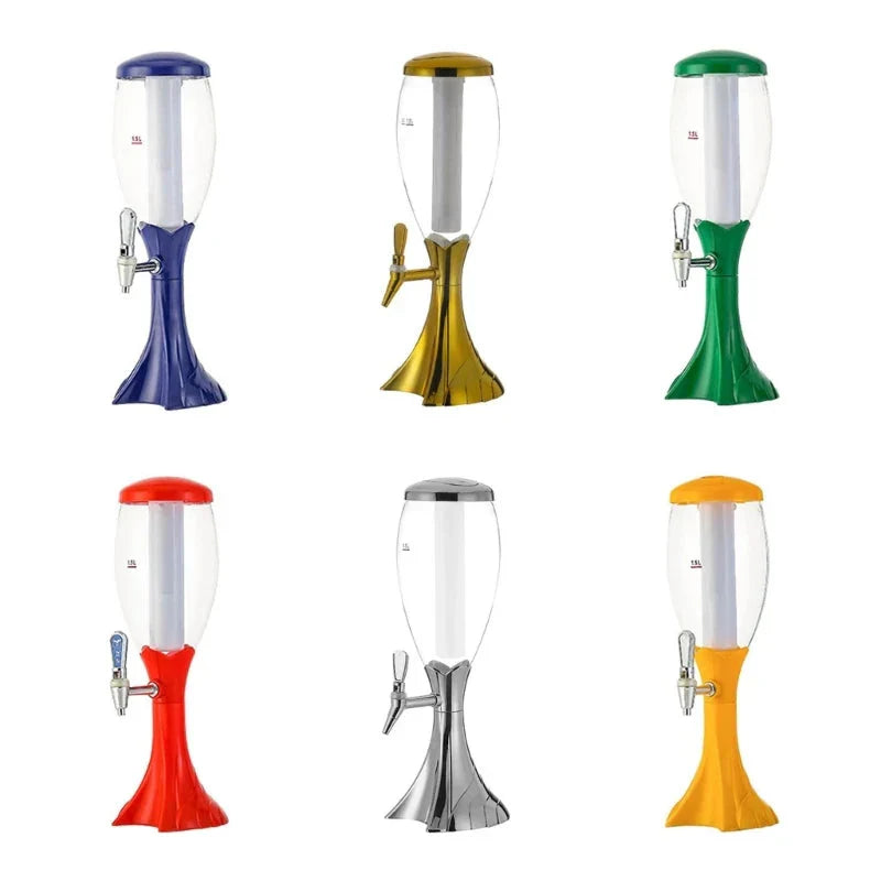 Glowing Drink Dispenser with Tap Beer Tower Versatile Drinks Dispenser