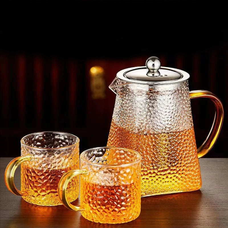 Hammer Glass Teapot With Stainless Steel Filter Heat Resistant Teapot