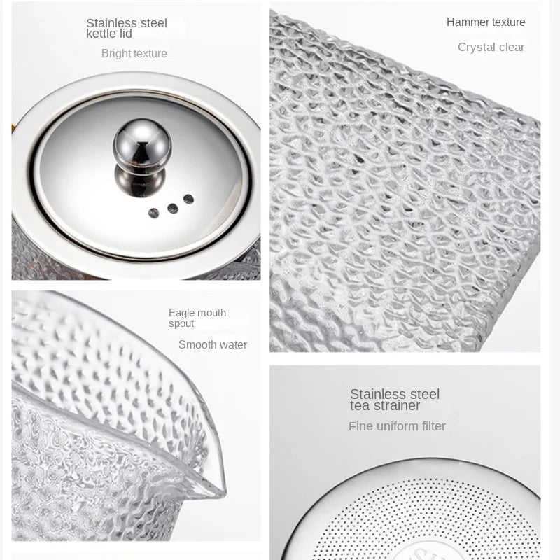 Hammer Glass Teapot With Stainless Steel Filter Heat Resistant Teapot