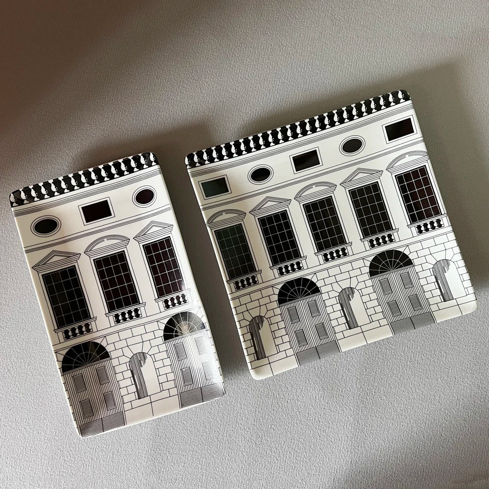 Handmade Ceramic Neuschwanstein Castle Building Rectangle Plate