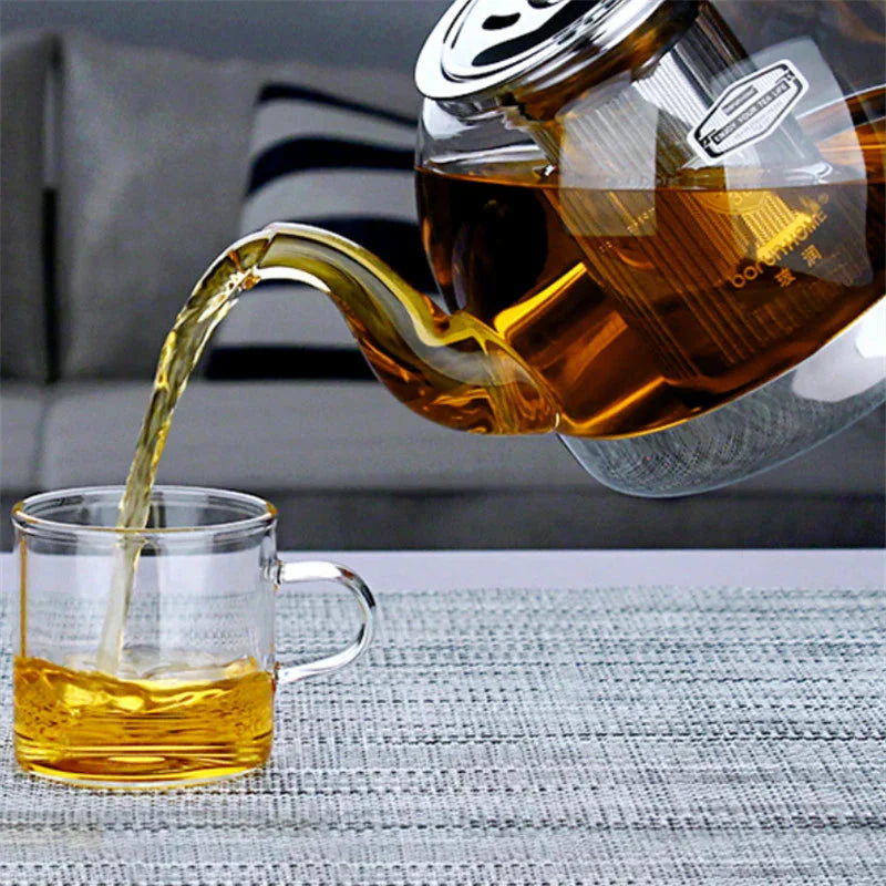Heat Resistant Clear Glass Teapot Household Thickened Tea Kettle