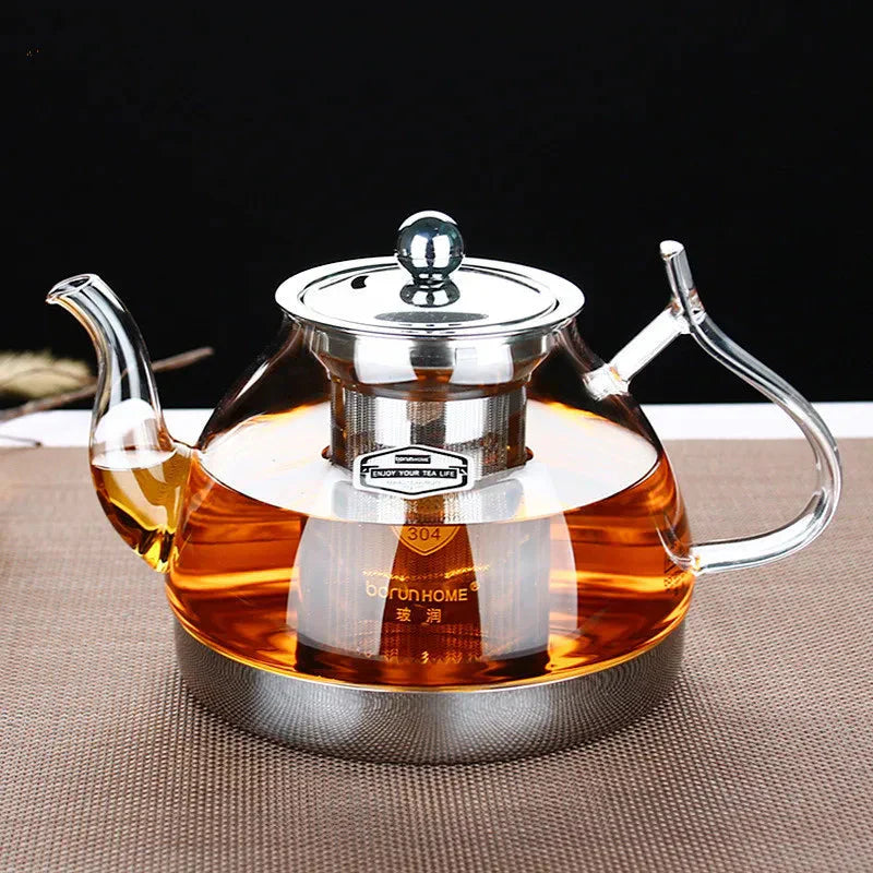 Heat Resistant Clear Glass Teapot Household Thickened Tea Kettle