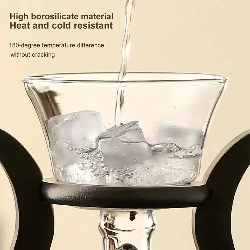 Heat Resistant Glass Tea Set featuring a Magnetic Water Rotating Cover