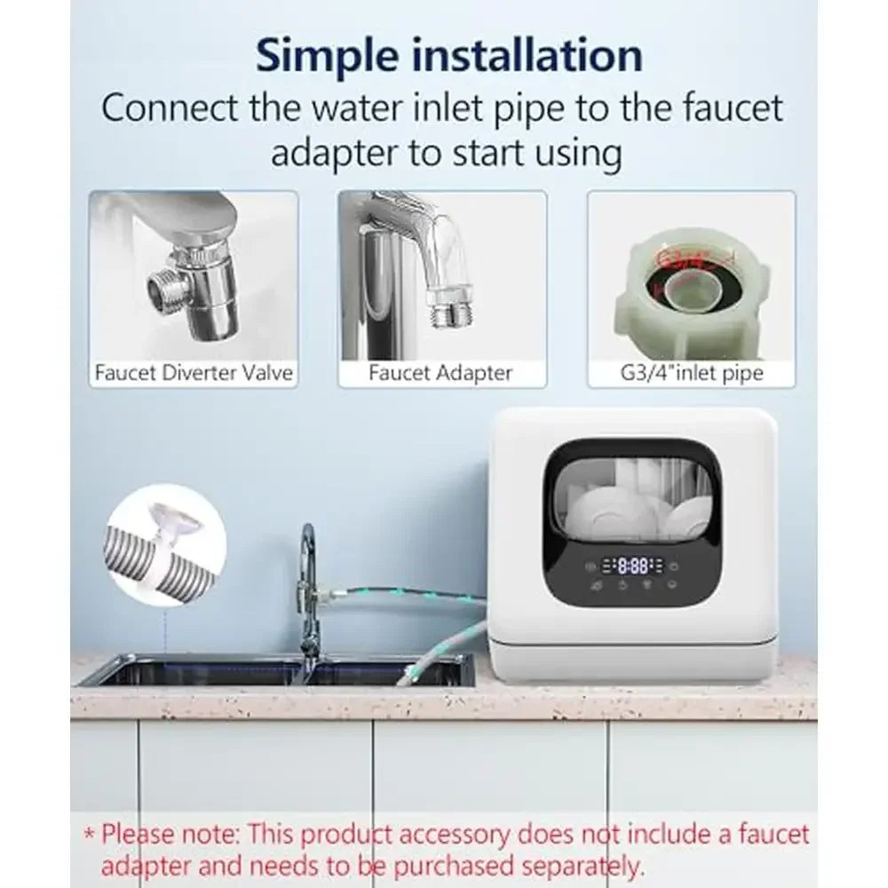 High Capacity Dishwasher LED Touch Screen Dual Spray Arms Air Drying