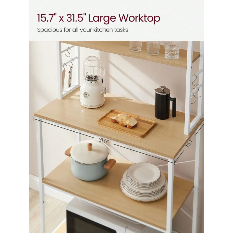 Industrial Kitchen Utility Storage Shelf with Hooks Kitchen Baker Rack