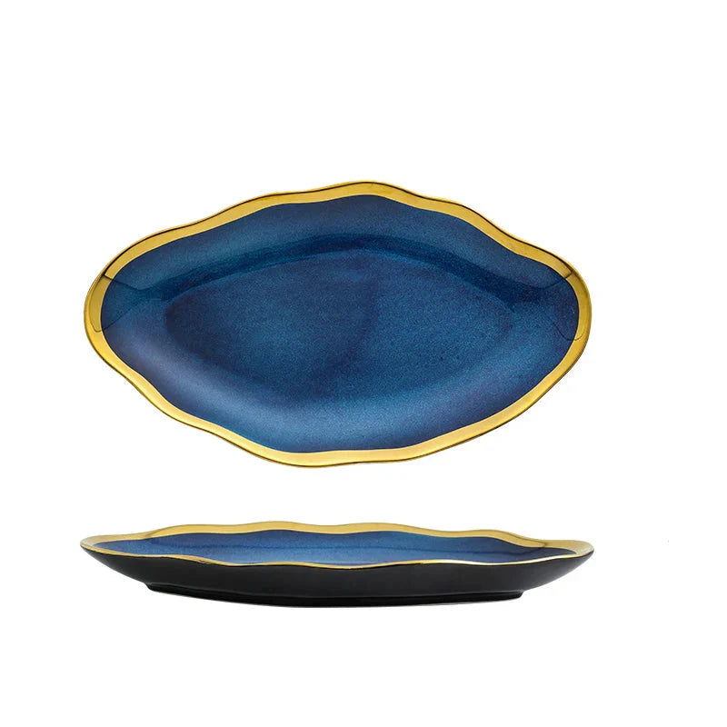 Irregular Ceramic Plate Bowl Nordic Dinnerware Kitchen Tableware