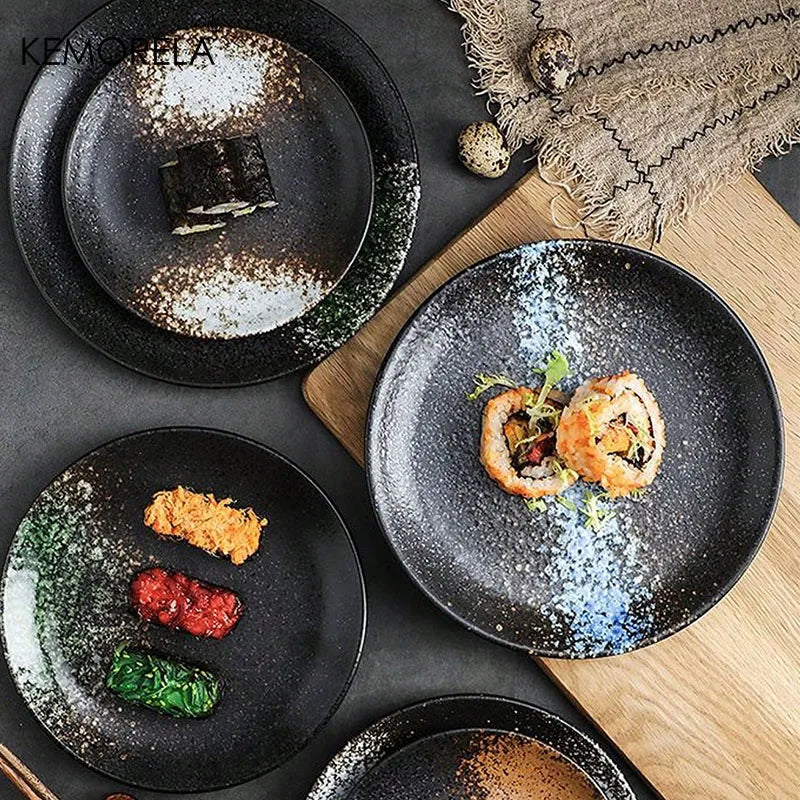 Japanese Style Ceramic Circular Dinner Plate Dessert Dish Plate