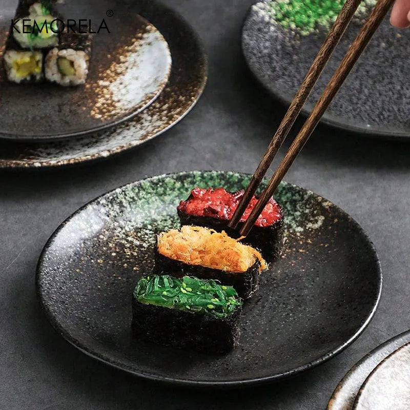 Japanese Style Ceramic Circular Dinner Plate Dessert Dish Plate