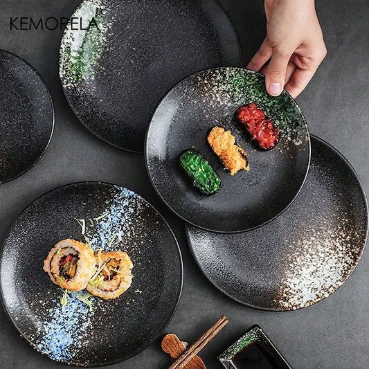 Japanese Style Ceramic Circular Dinner Plate Dessert Dish Plate