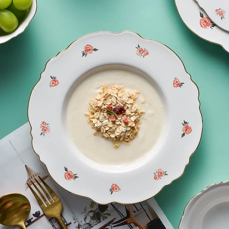 Kawaii Scoop Plate Ceramic Bowl Salad Spoon Steak Plate Dinnerware