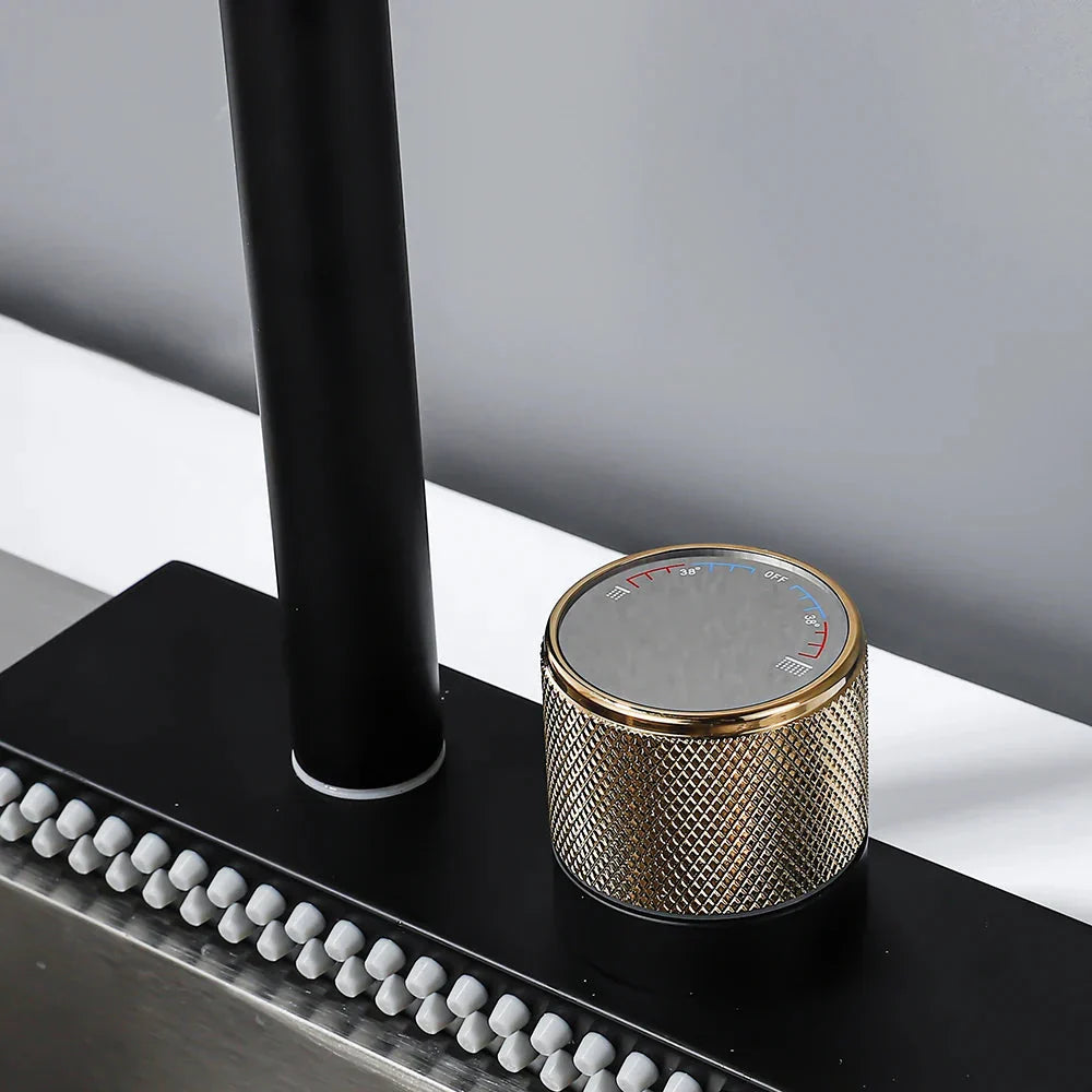 Kitchen Faucet Cold Hot Brass Single Hole Tap With Temperature Scale