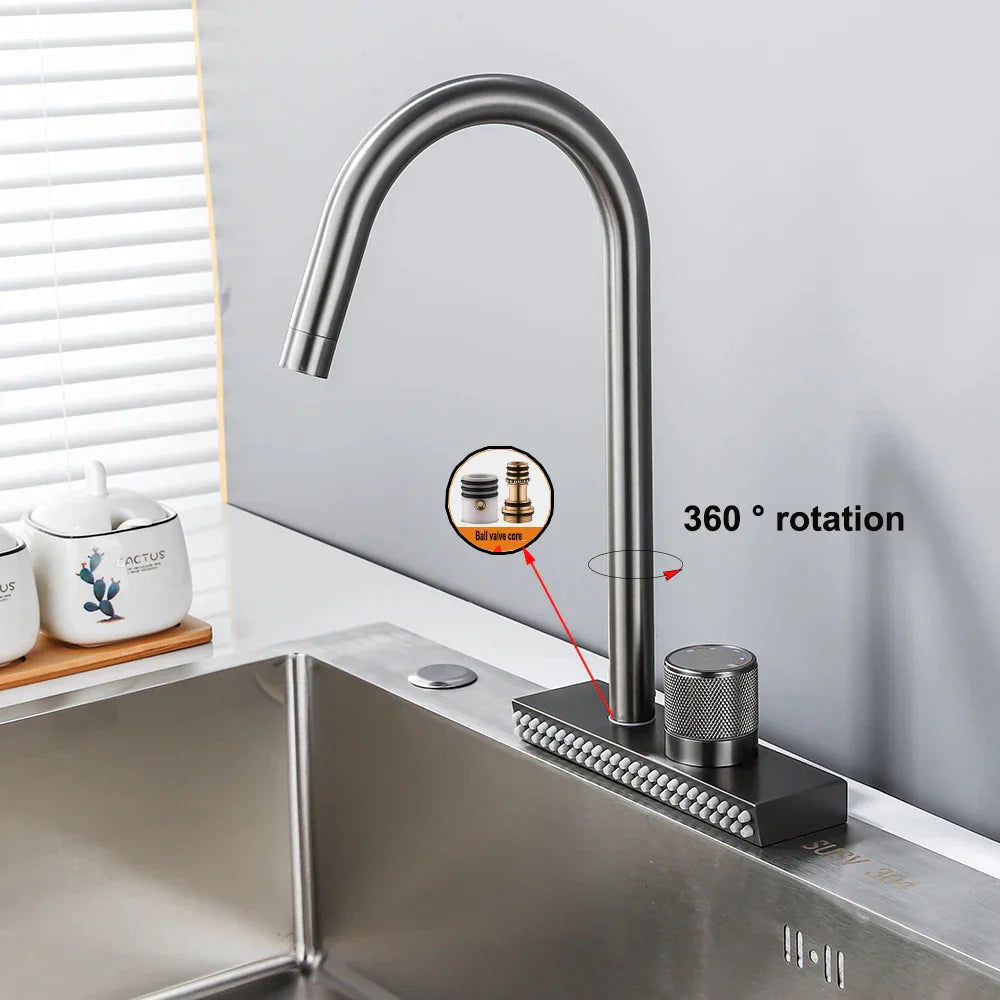 Kitchen Faucet Cold Hot Brass Single Hole Tap With Temperature Scale