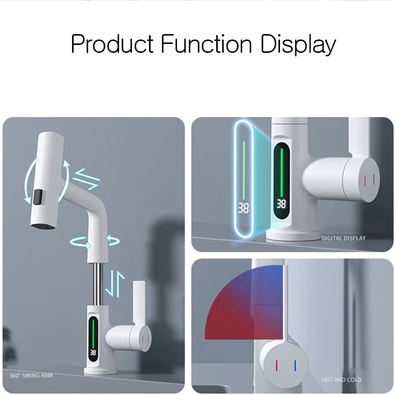 Kitchen Faucet Rotatable Gourmet Faucet Digital Display Kitchen Tap