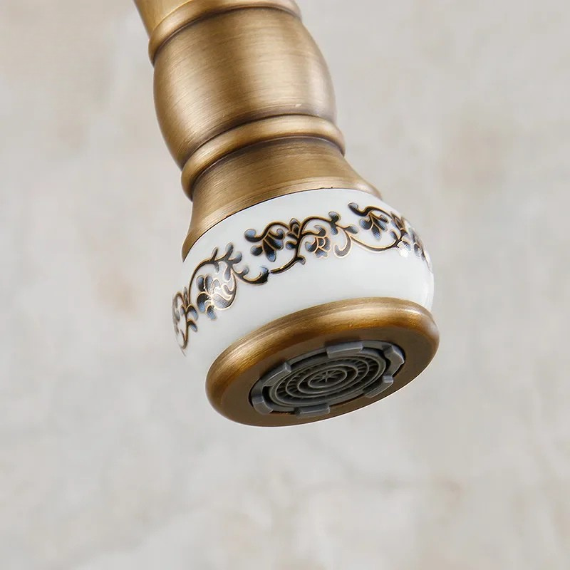 Kitchen Faucet Vessel Sink Mixer Tap 360 Degree Crane Antique Brass