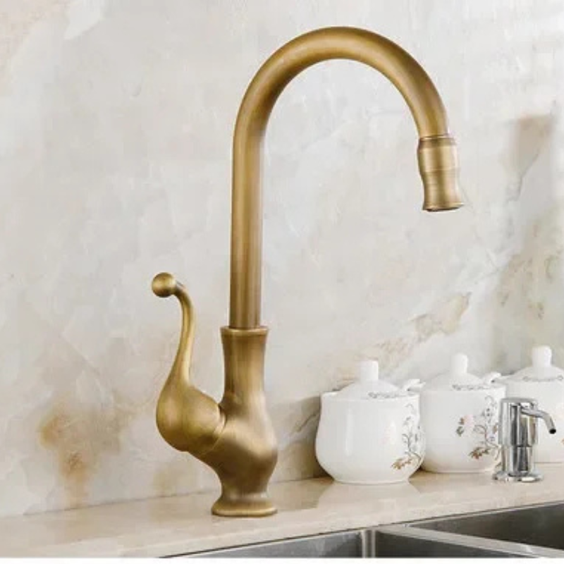 Kitchen Faucet Vessel Sink Mixer Tap 360 Degree Crane Antique Brass