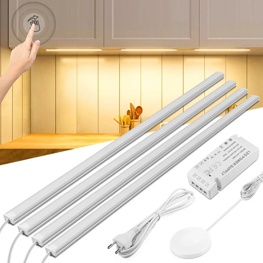 Kitchen LED Under Cabinet Light Penetrable Touch Switch Wood Hand