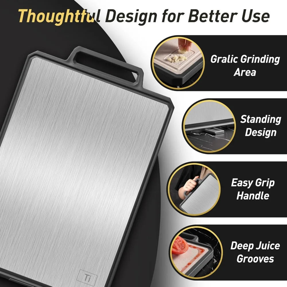 Large Titanium Cutting Boards Non Toxic Chopping Board with Handle