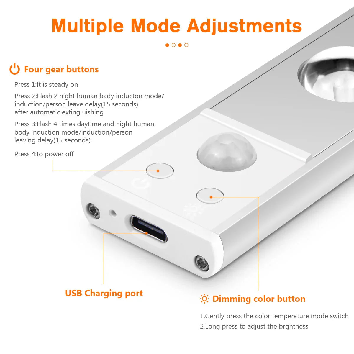 LED Under Cabinet Spot Light Rechargeable Magnet Night Light