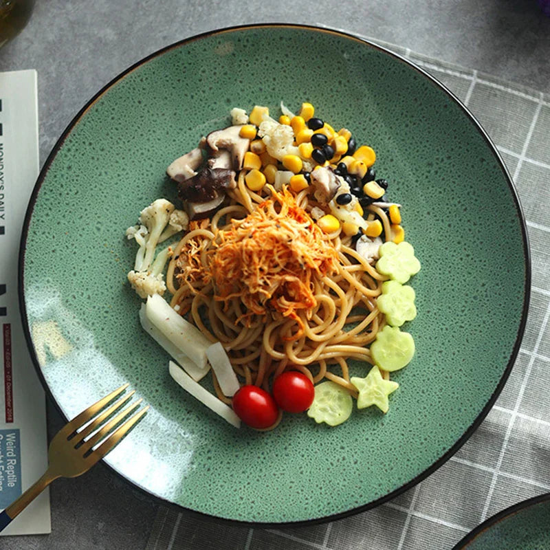 Malachite Green Ceramic Plate And Bowl Porcelain Dinner Dish Plate