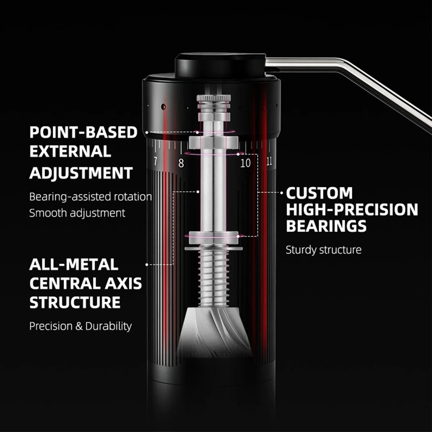 Manual Coffee Grinder Stainless Steel Conical Burr Fit Drip Coffee