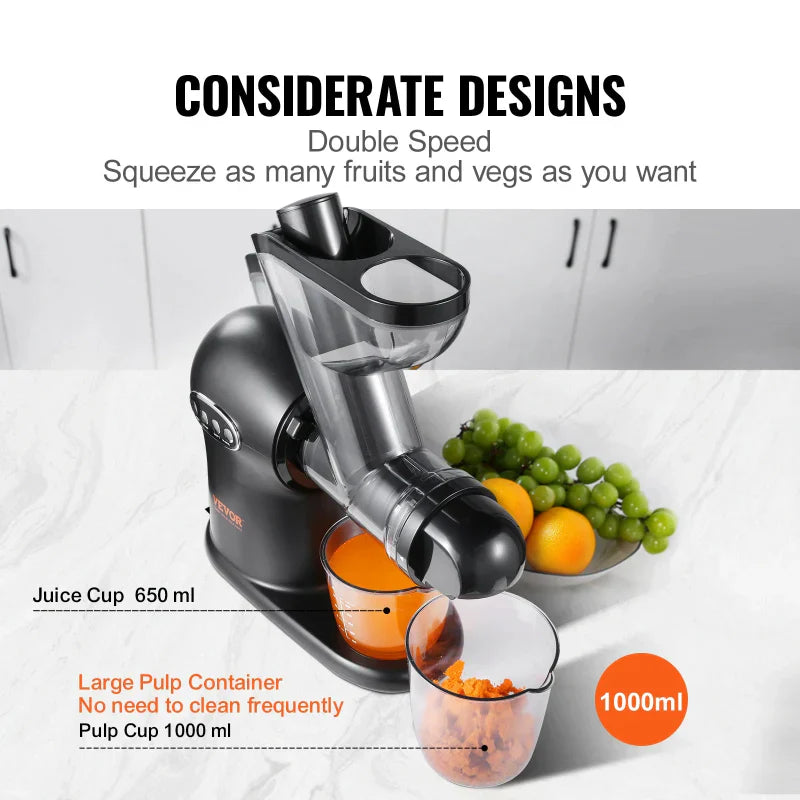 Masticating Cold Press Juicer with Reverse Function and Quiet Motor