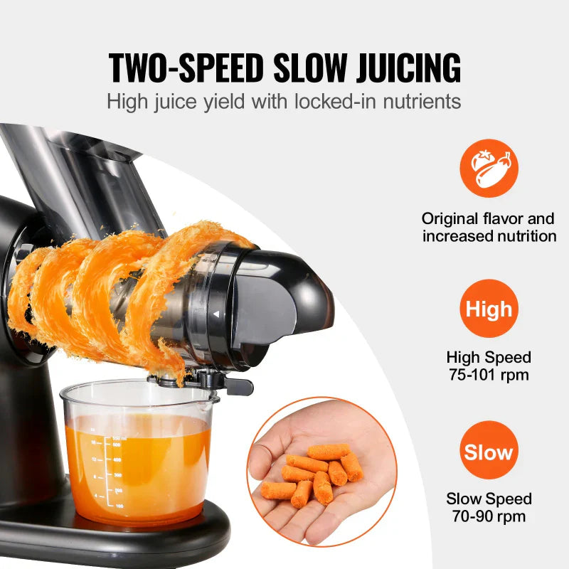 Masticating Cold Press Juicer with Reverse Function and Quiet Motor