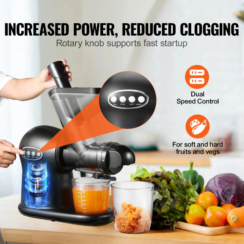 Masticating Cold Press Juicer with Reverse Function and Quiet Motor