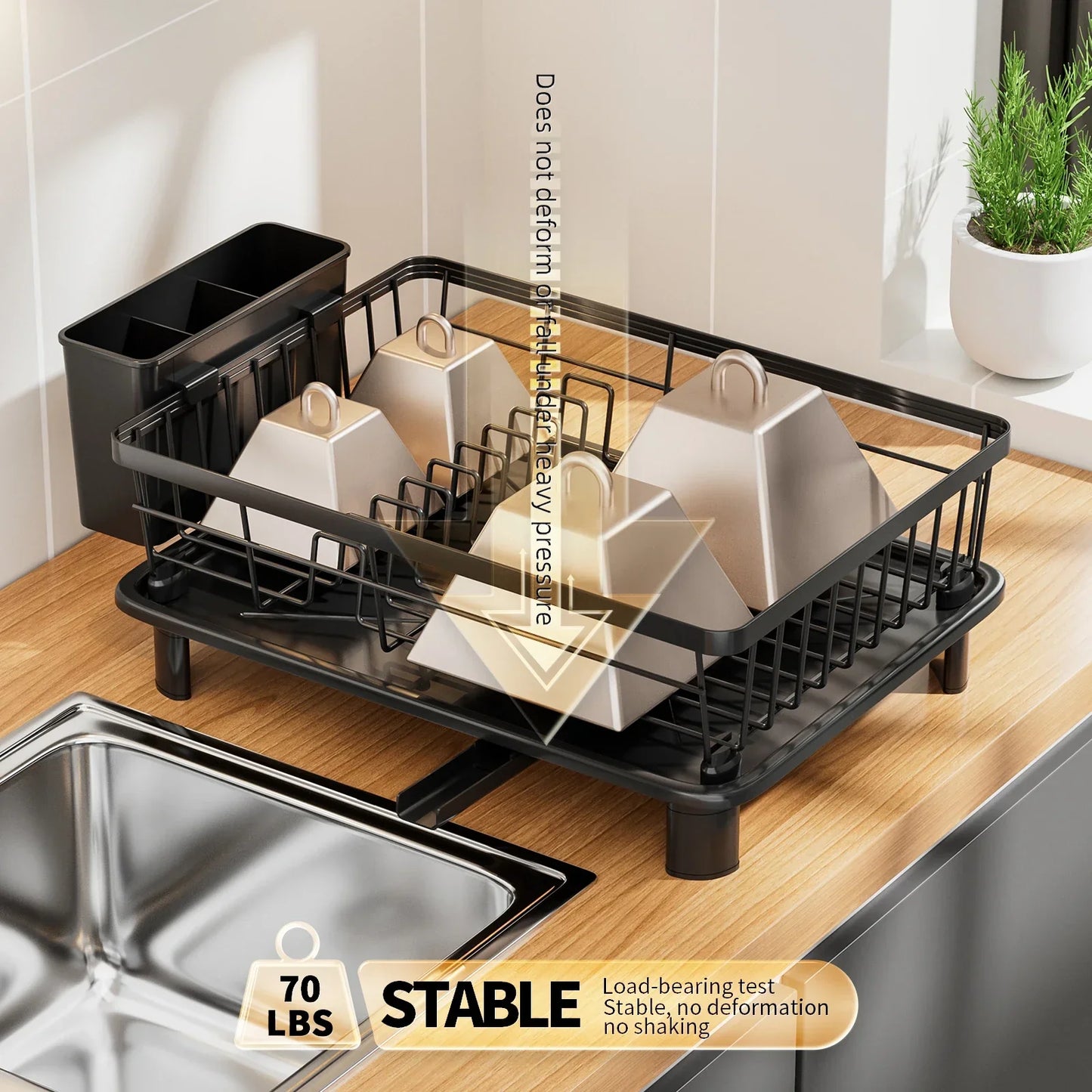 Metal Dish Drying Rack Multifunctional Space Saving Dish Storage