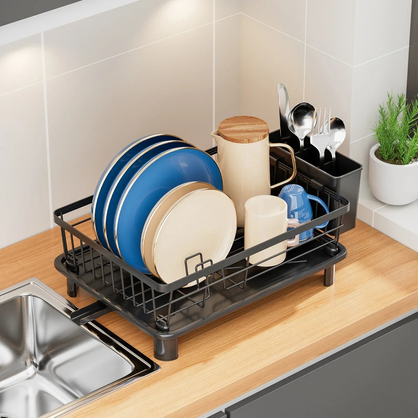 Metal Dish Drying Rack Multifunctional Space Saving Dish Storage