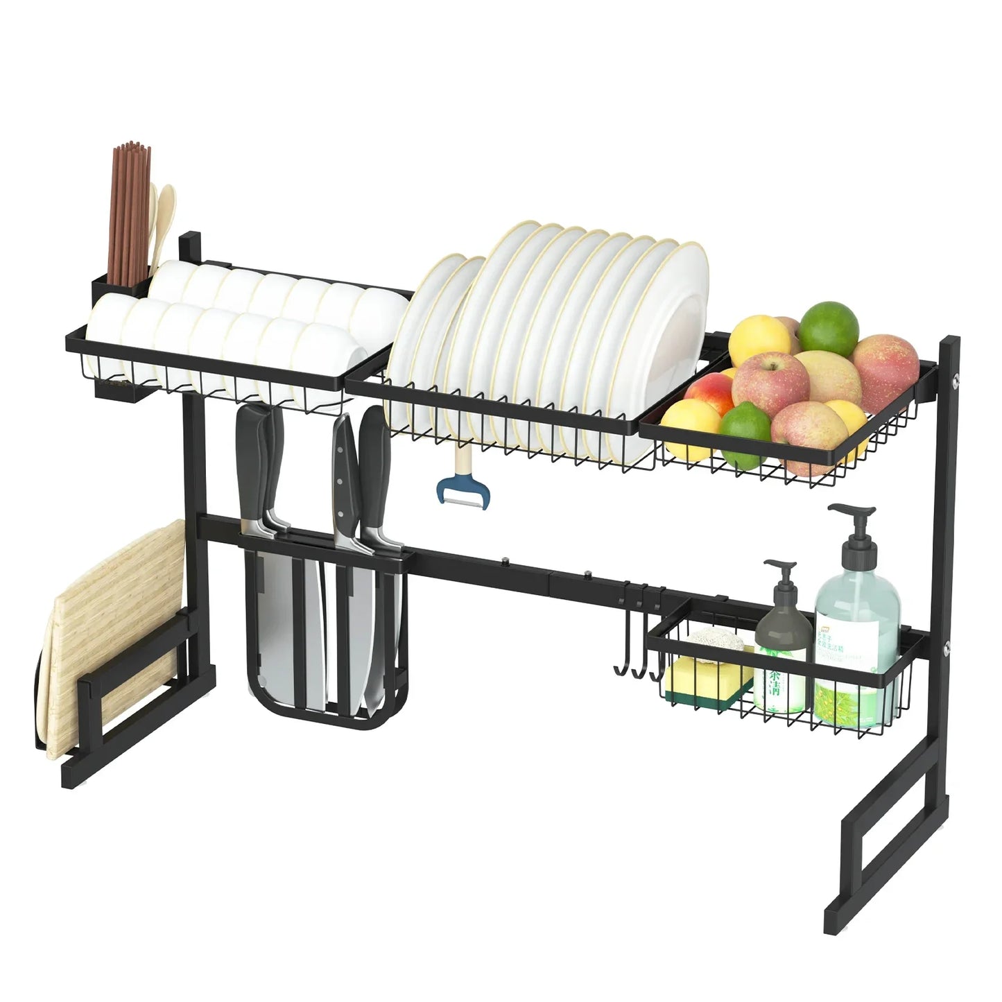 Metal Iron Adjustable Large Dish Drying Drainer Rack Kitchen Storage
