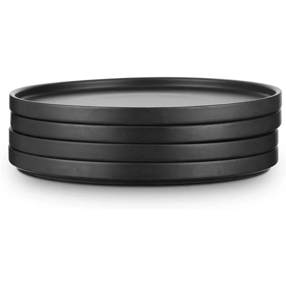 Mid Century Modern Stoneware Dinner Plates Set of 4 Microwave Safe