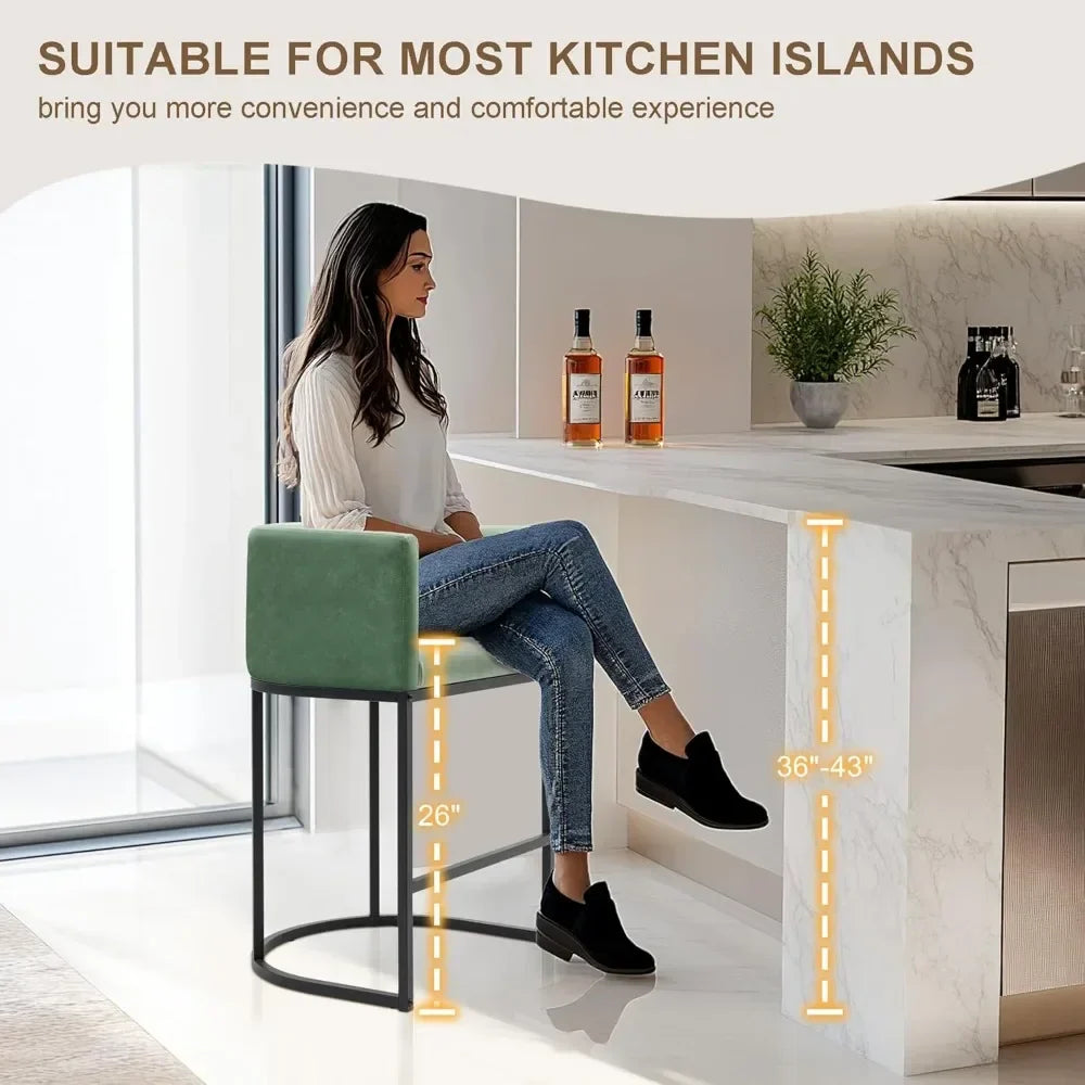 Modern Barrel Bar Stools with Backrest and Arms Faux Leather Accent